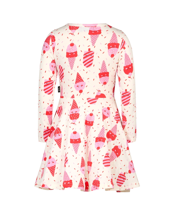Long Sleeve Waisted Dress | Cherry Ice Cream Cherry