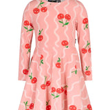 Long Sleeve Waisted Dress | Cherry Squiggle