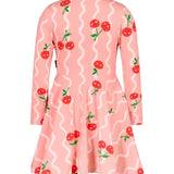 Long Sleeve Waisted Dress | Cherry Squiggle