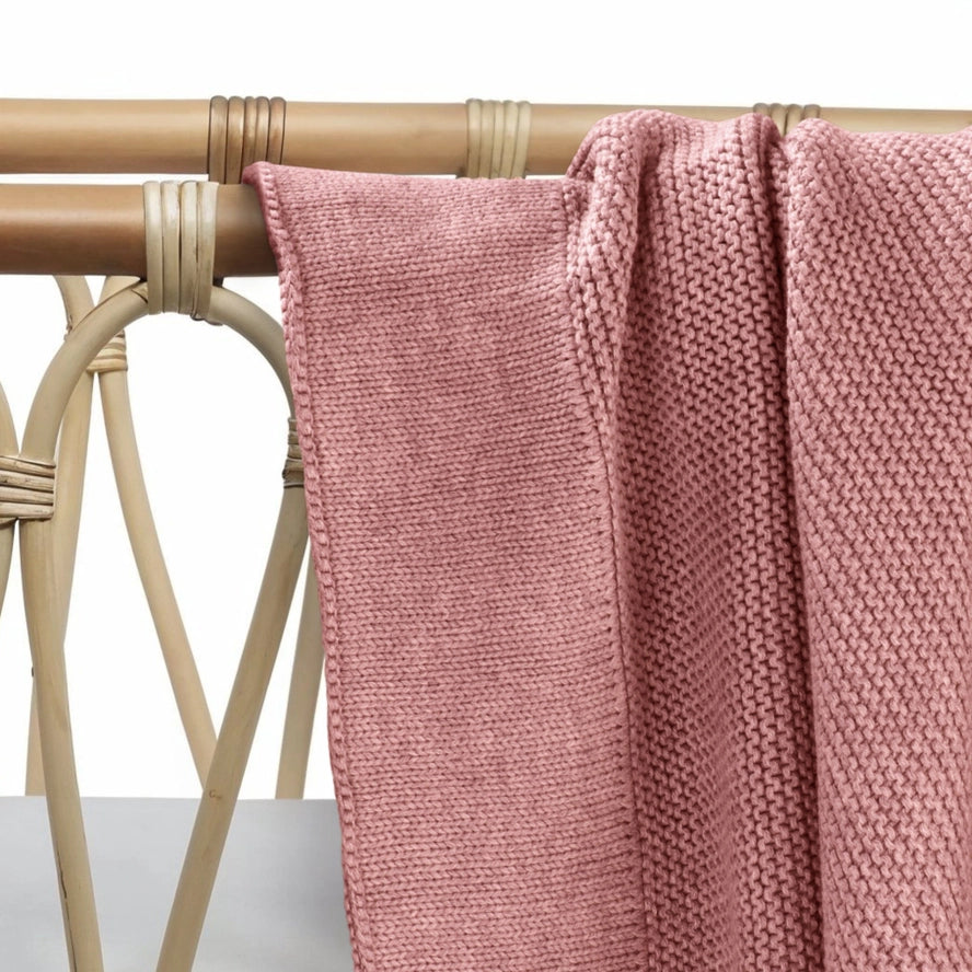 Cotton Classic Knit Baby Blanket | Plum