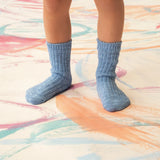 Cotton Slub Chunky Rib Socks | Duck Egg