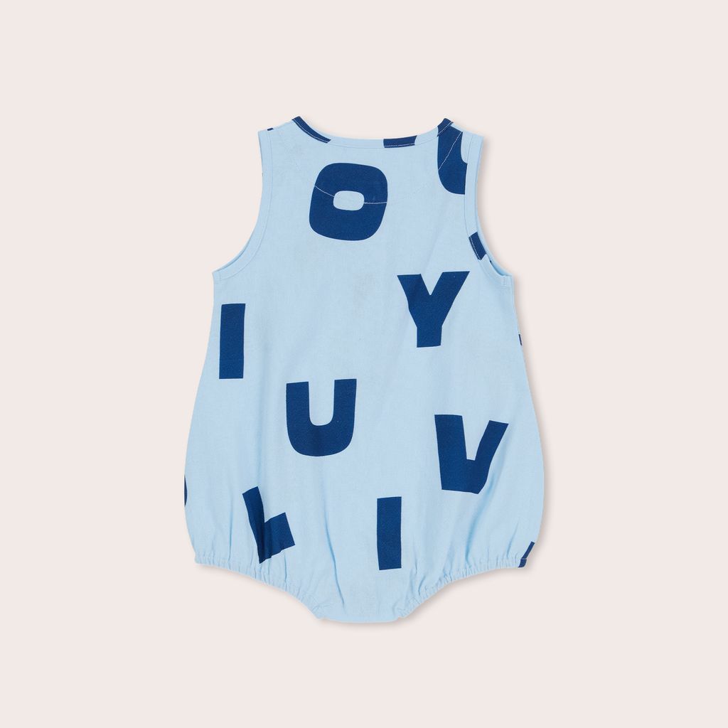 Take Notes Bubble Romper | Ice Blue
