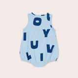 Take Notes Bubble Romper | Ice Blue