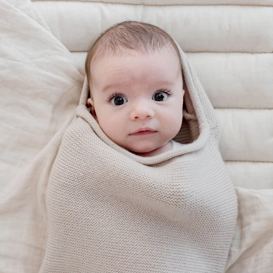 Merino Wool Newborn Cocoon Baby Wrap | Stone
