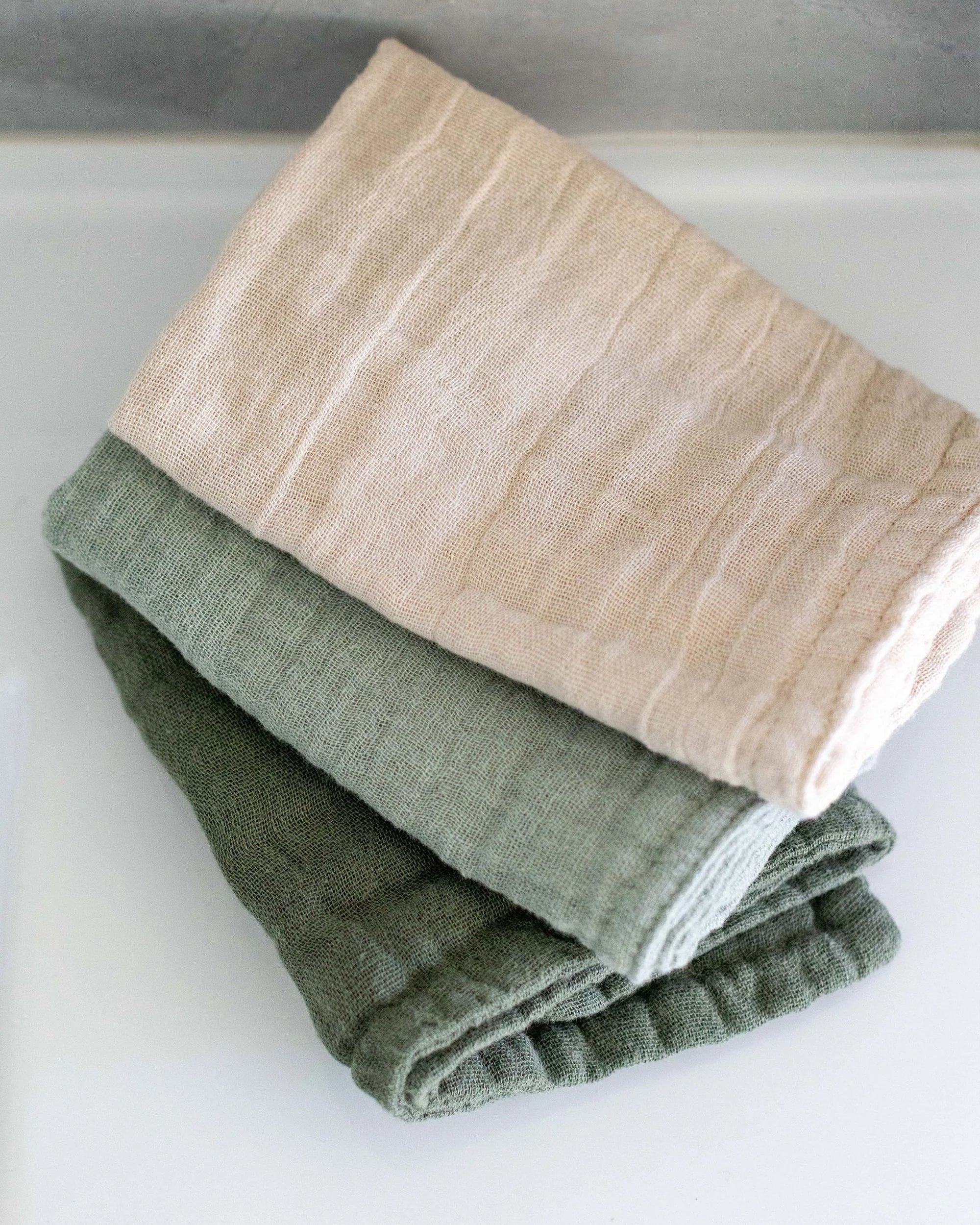 Muslin Wash Cloths (3 Pack) | Moss, Sage & Oat