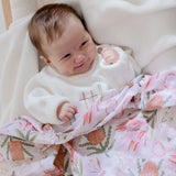 Organic Cotton Muslin Swaddle Wrap | Gumnut Blossoms