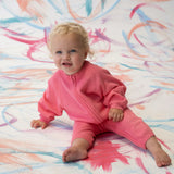 Organic Speckle Knit Zipper Starsuit | Bright Sorbet