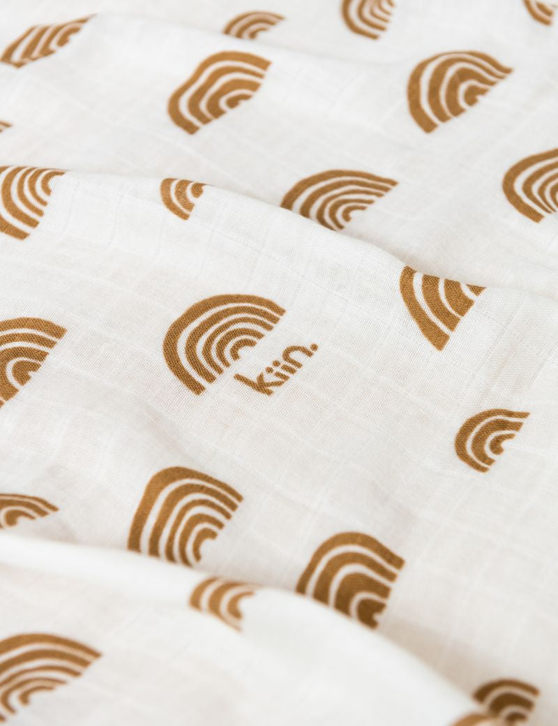 Organic Muslin Swaddle | Rainbow Ivory Umber