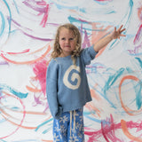 Organic Swirl Intarsia Knit Pull Over | Duck Egg