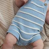 Raised Stripe Button Romper | Arctic
