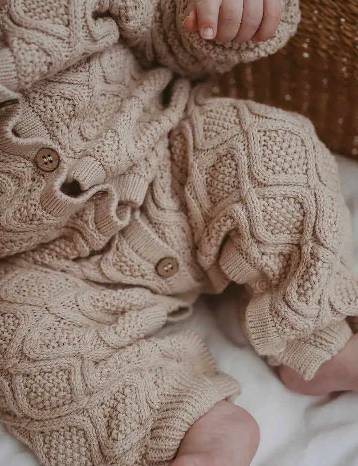 Textured Knit Romper | Ecru Diamond